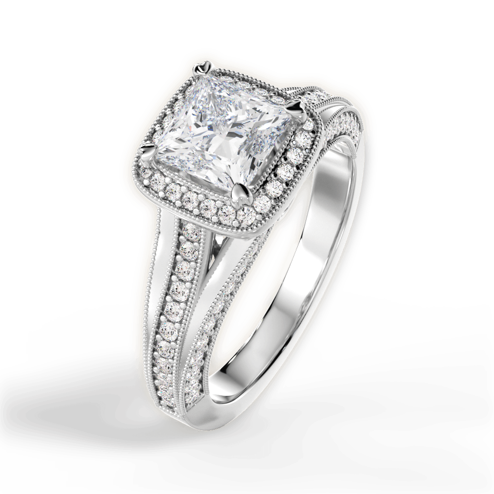 Lillian Princess Cut Lab Grown Diamond 14Kt White Gold Engagement Ring - View 2