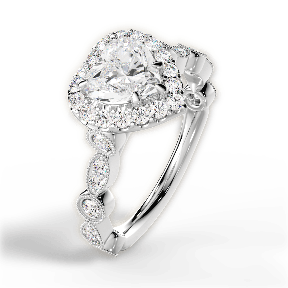 Irene Heart Cut Lab Grown Diamond 14Kt White Gold Engagement Ring - View 3