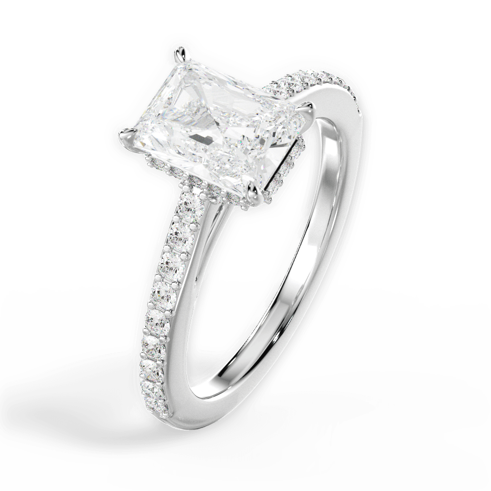 Joan Radiant Cut Lab Grown Diamond 18Kt White Gold Engagement Ring - View 3