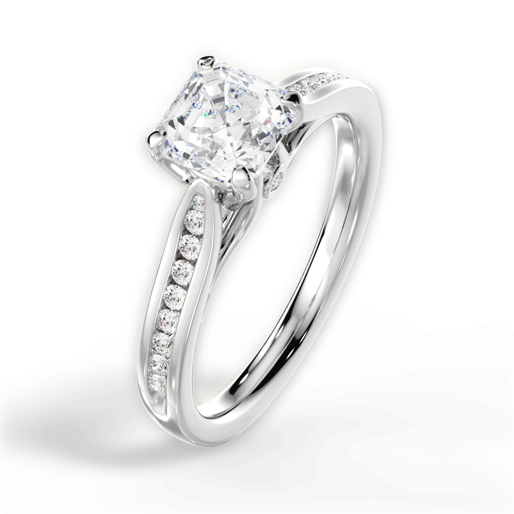 Elena Asscher Cut Lab Grown Diamond 14Kt White Gold Engagement Ring - View 3
