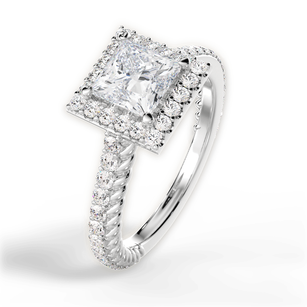 Kim Princess Cut Lab Grown Diamond 18Kt White Gold Engagement Ring - View 2