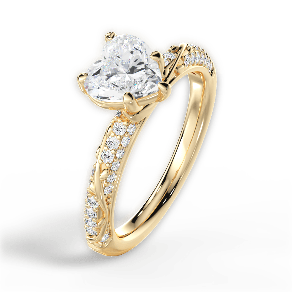 Gloria Heart Cut Lab Grown Diamond 18Kt Yellow Gold Engagement Ring - View 4