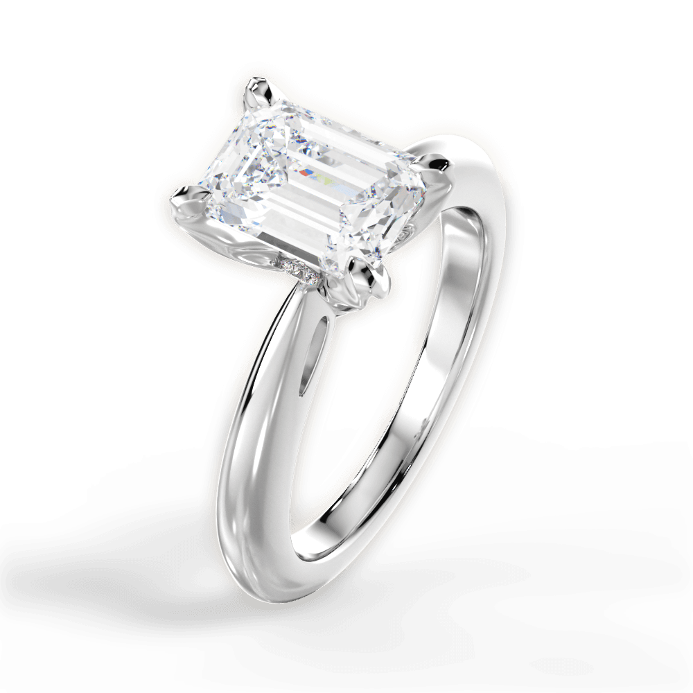 Elaine Emerald Cut Lab Grown Diamond 18Kt White Gold Engagement Ring - View 3