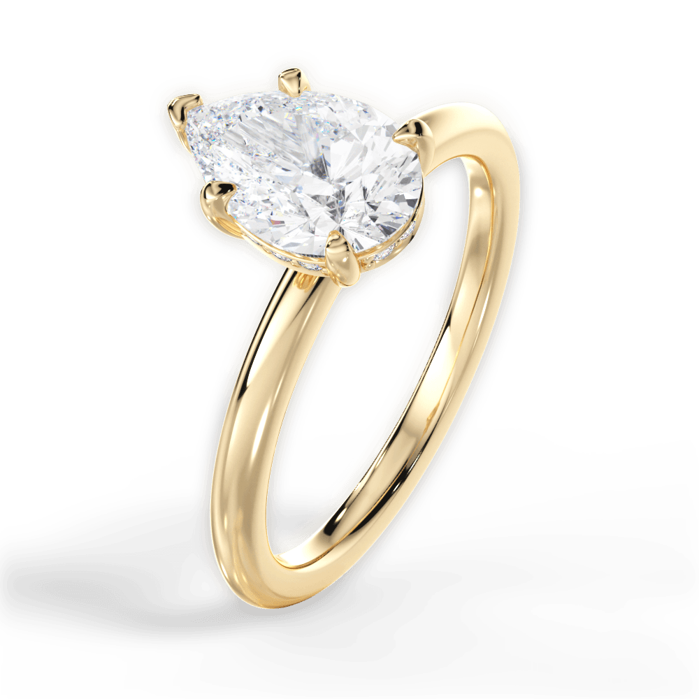 Brenda Pear Cut Lab Grown Diamond 18Kt Yellow Gold Engagement Ring - View 4
