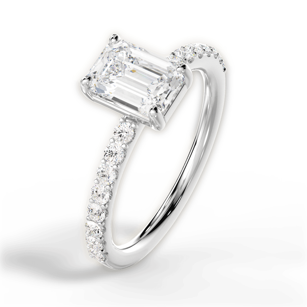 Elsie Emerald Cut Lab Grown Diamond 14Kt White Gold Engagement Ring - View 4