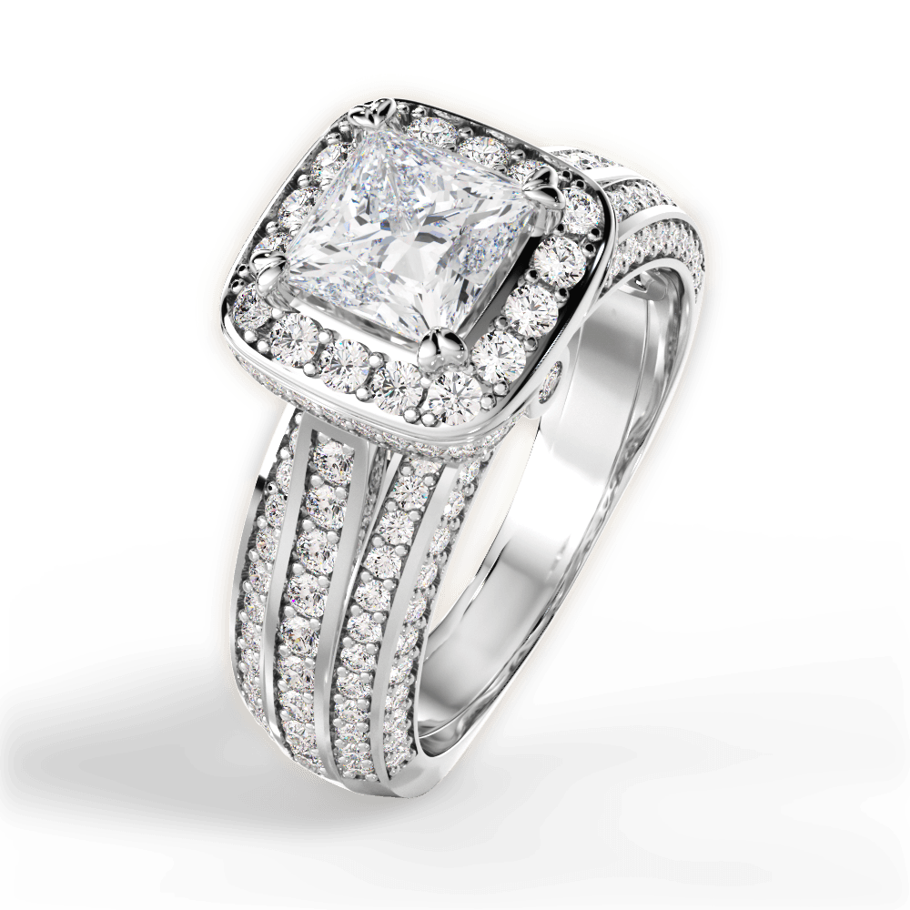 Madison Princess Cut Lab Grown Diamond 14Kt White Gold Engagement Ring - View 3