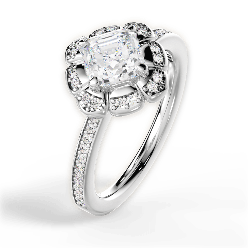 Hayley Asscher Cut Lab Grown Diamond 14Kt White Gold Engagement Ring - View 2
