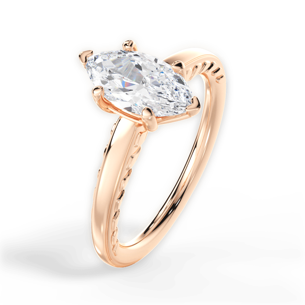 Annette Marquise Cut Lab Grown Diamond 18Kt Rose Gold Engagement Ring - View 2
