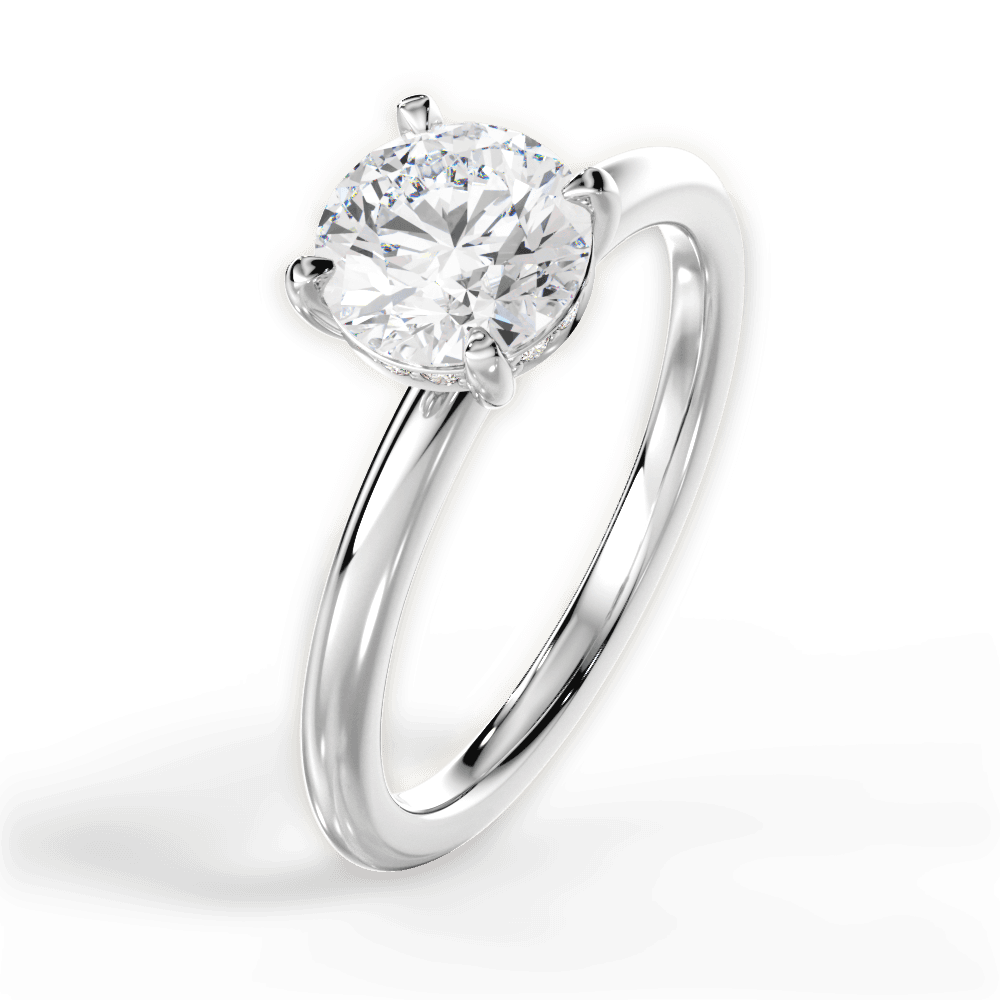 Brenda Round Cut Lab Grown Diamond 18Kt White Gold Engagement Ring - View 2
