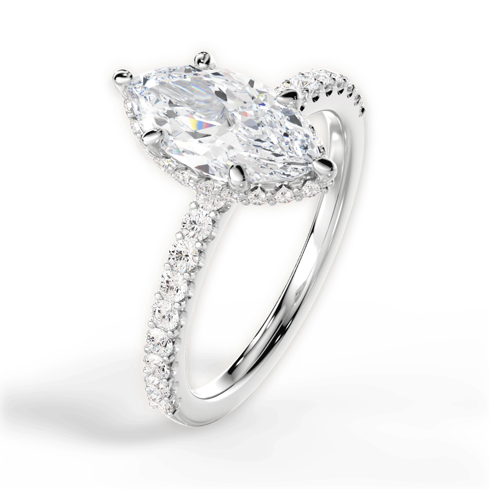 Isabella Marquise Cut Lab Grown Diamond 14Kt White Gold Engagement Ring - View 3