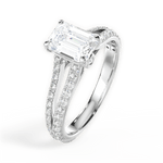 Kendra Emerald Cut Lab Grown Diamond 18Kt White Gold Engagement Ring - View 3