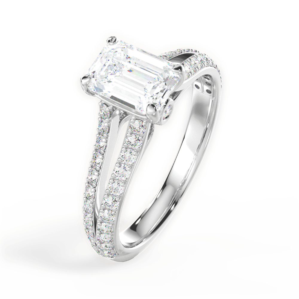 Kendra Emerald Cut Lab Grown Diamond 14Kt White Gold Engagement Ring - View 3