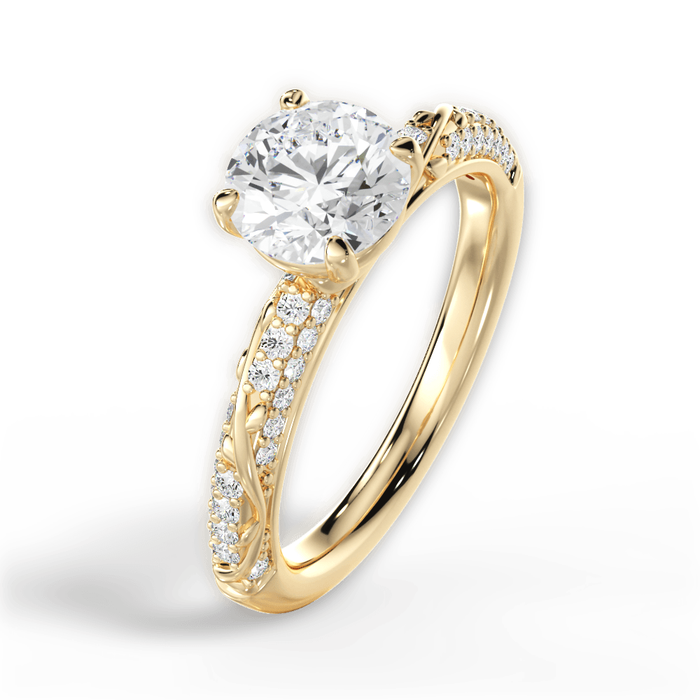 Gloria Round Cut Lab Grown Diamond 18Kt Yellow Gold Engagement Ring - View 2