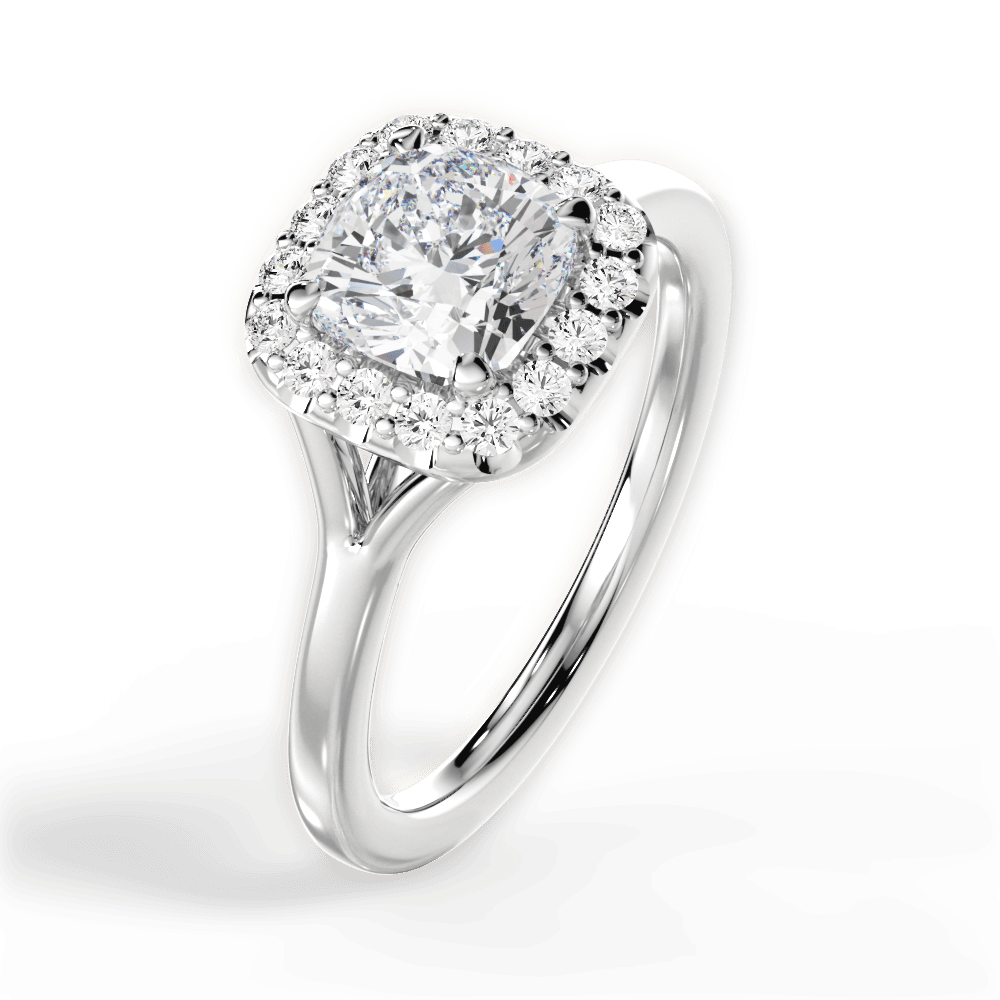 Geneva Cushion Cut Lab Grown Diamond Platinum Engagement Ring - View 4