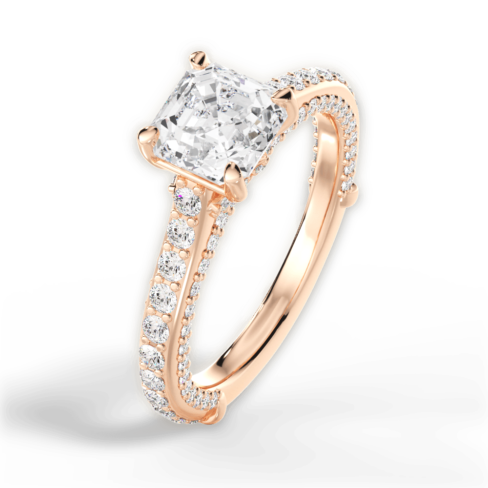Lindsay Asscher Cut Lab Grown Diamond 18Kt Rose Gold Engagement Ring - View 2
