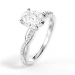 Charlotte Oval Cut Lab Grown Diamond 14Kt White Gold Engagement Ring - View 4
