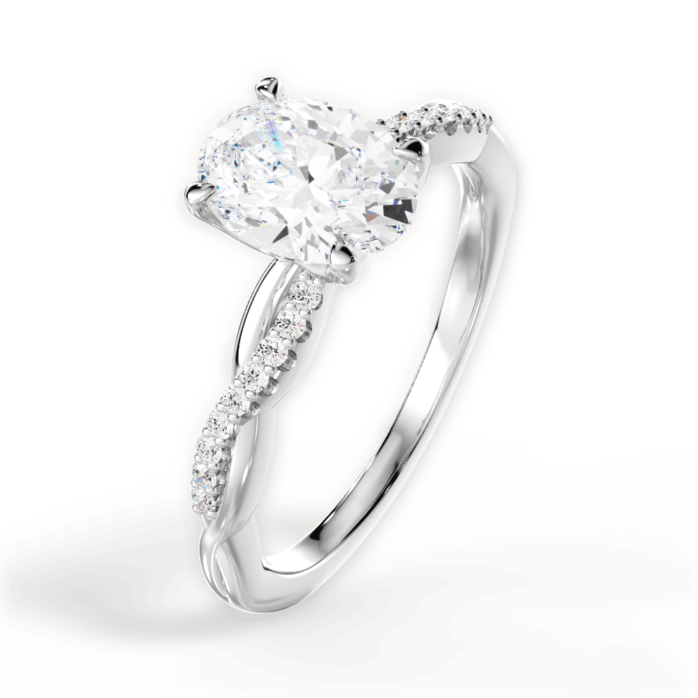 Charlotte Oval Cut Lab Grown Diamond Platinum Engagement Ring - View 4