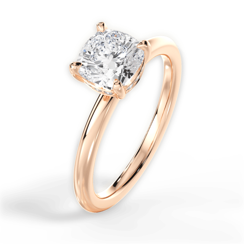 Brenda Cushion Cut Lab Grown Diamond 18Kt Rose Gold Engagement Ring - View 3