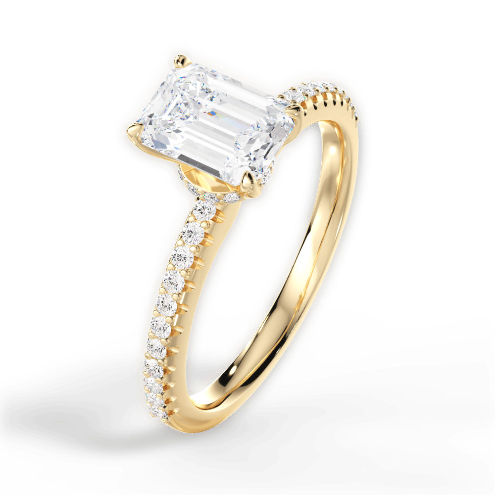 Giselle Emerald Cut Lab Grown Diamond 18Kt Yellow Gold Engagement Ring - View 4