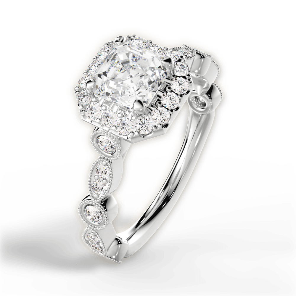 Irene Asscher Cut Lab Grown Diamond 14Kt White Gold Engagement Ring - View 4