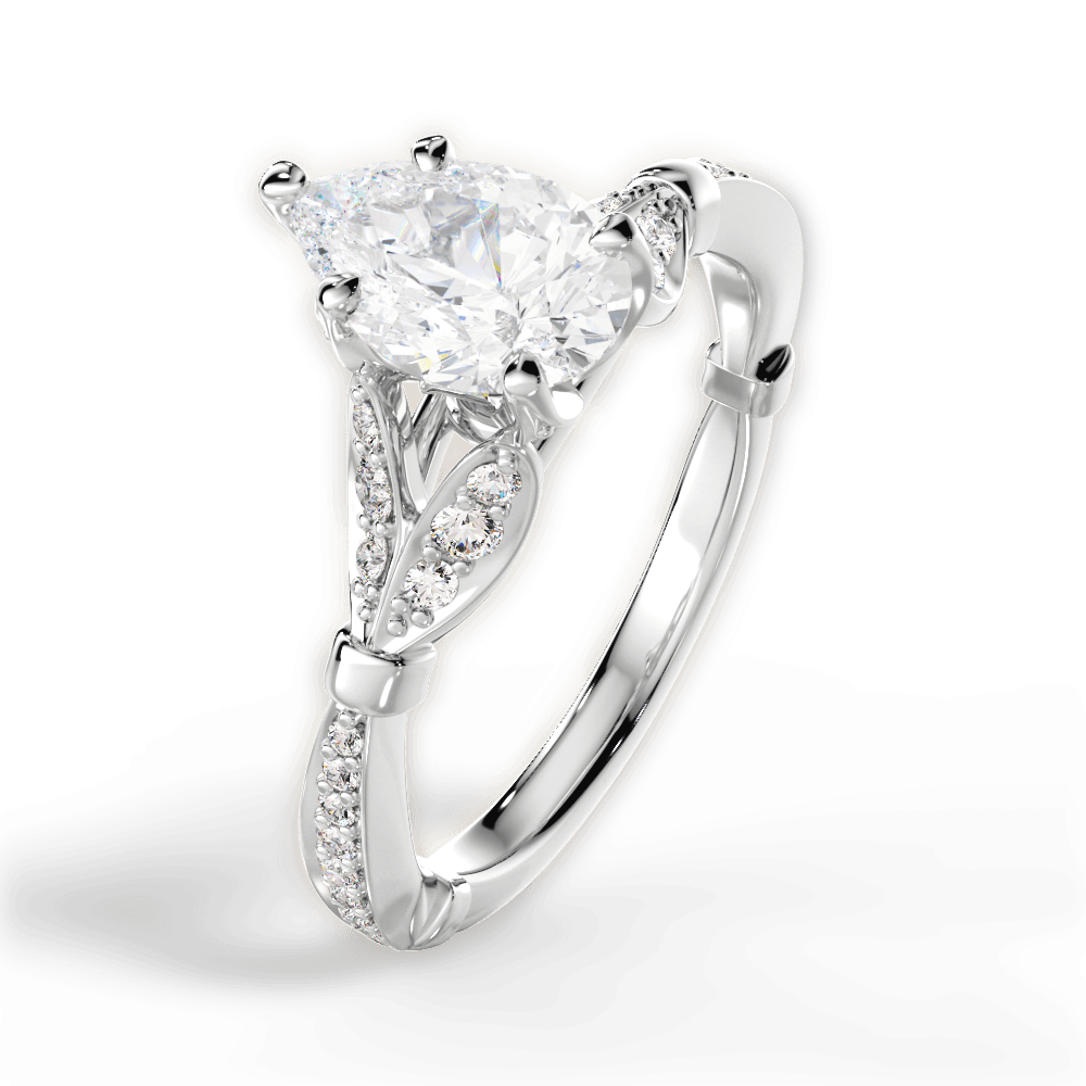 Geraldine Pear Cut Lab Grown Diamond 14Kt White Gold Engagement Ring - View 4