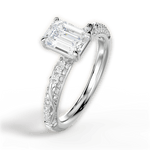 Gloria Emerald Cut Lab Grown Diamond 18Kt White Gold Engagement Ring - View 2