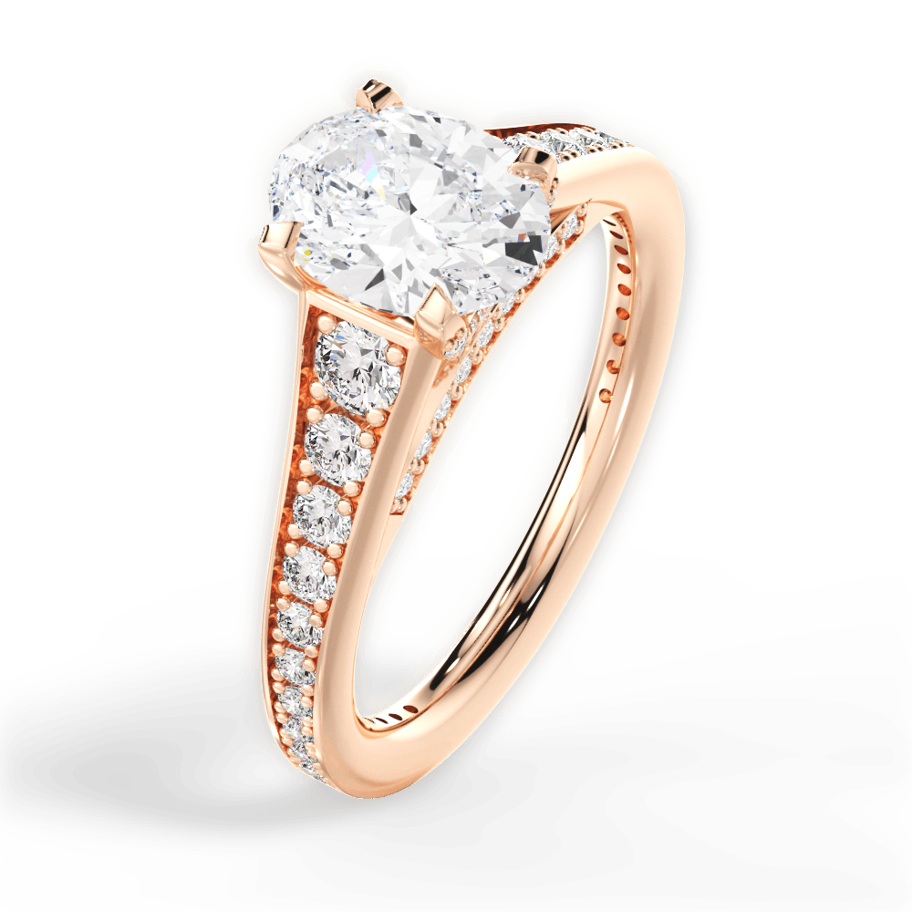 Leslie Oval Cut Lab Grown Diamond 18Kt Rose Gold Engagement Ring - View 2