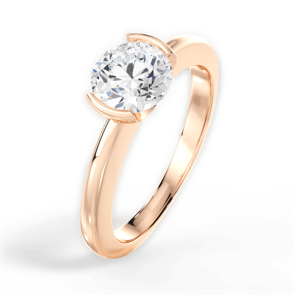 Bridget Round Cut Lab Grown Diamond 18Kt Rose Gold Engagement Ring - View 4