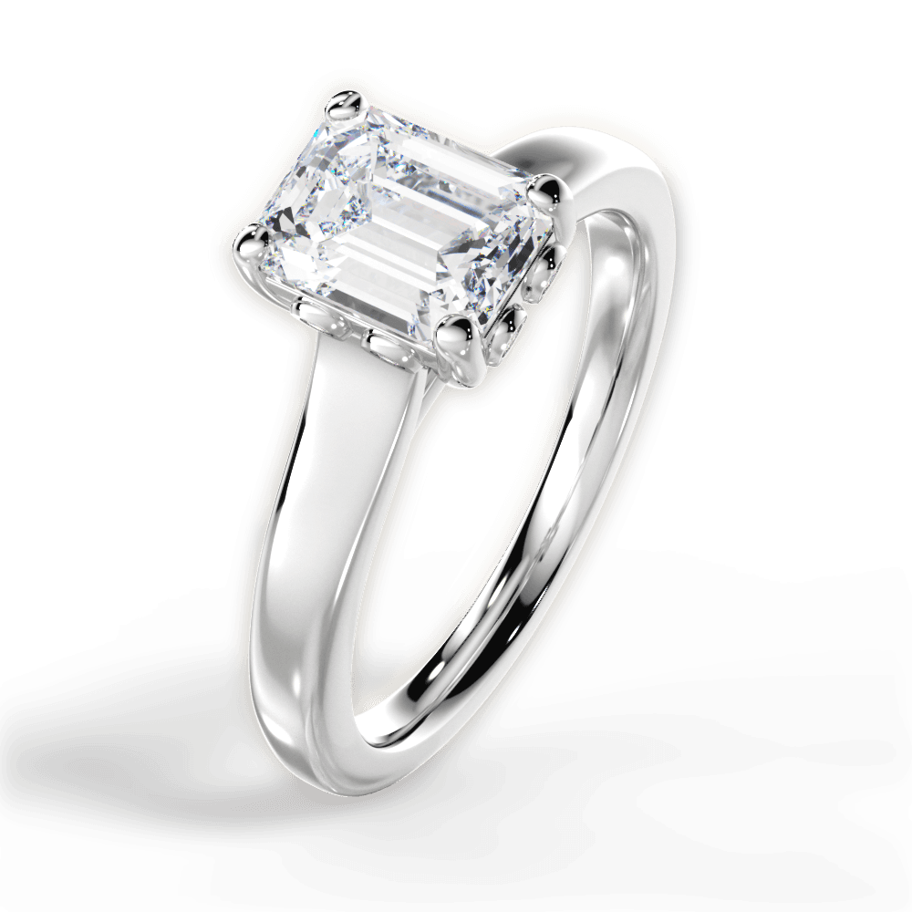 Carol Emerald Cut Lab Grown Diamond 14Kt White Gold Engagement Ring - View 3