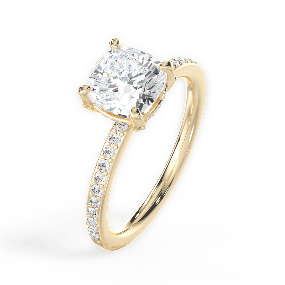 Janice Cushion Cut Lab Grown Diamond 18Kt Yellow Gold Engagement Ring - View 3