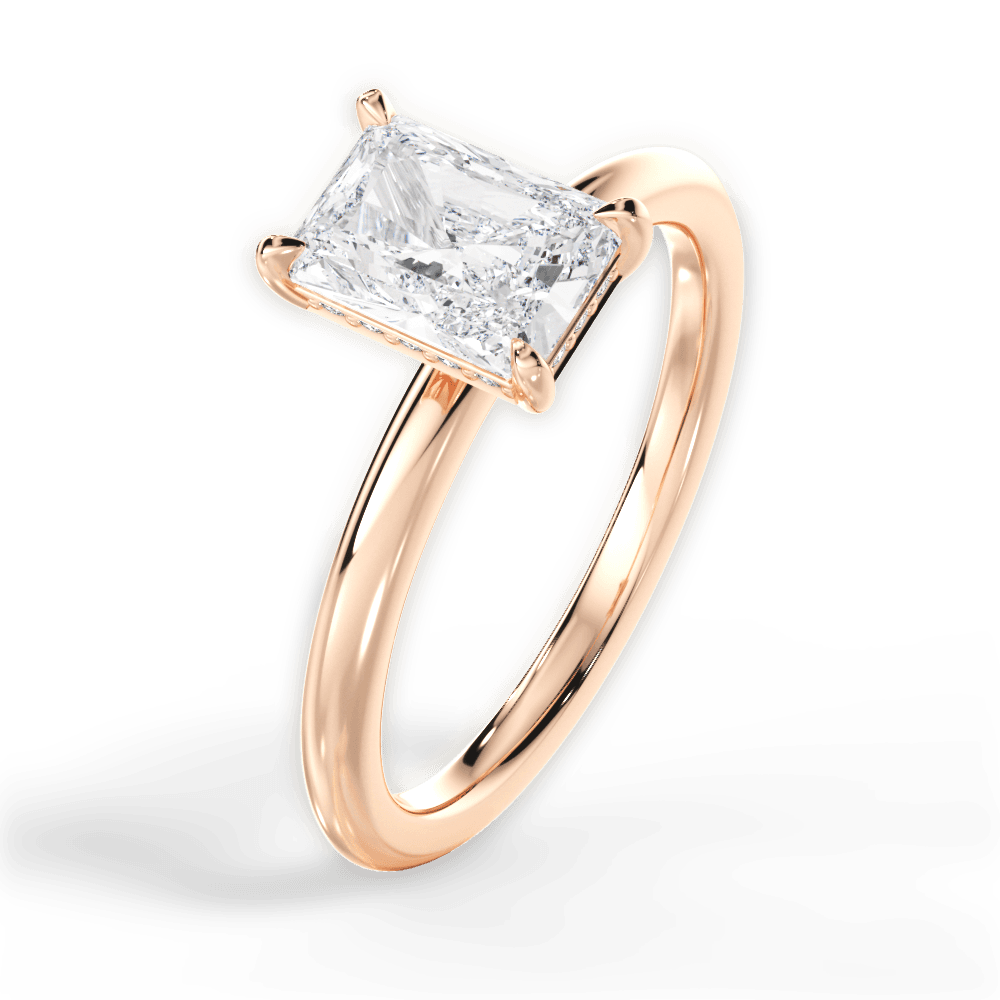Brenda Radiant Cut Lab Grown Diamond 18Kt Rose Gold Engagement Ring - View 4