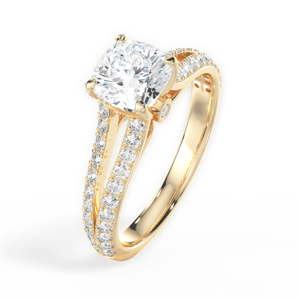 Kendra Cushion Cut Lab Grown Diamond 18Kt Yellow Gold Engagement Ring - View 2