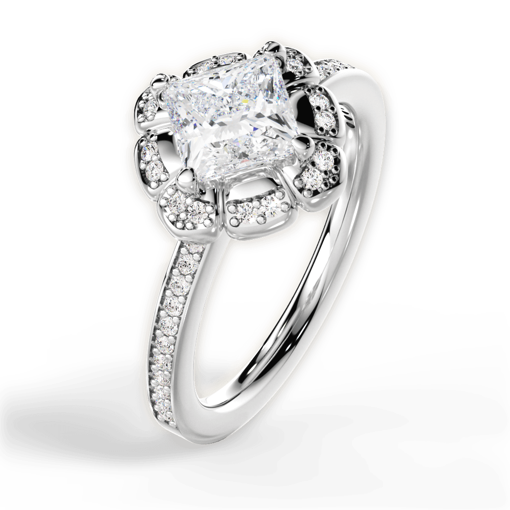 Hayley Princess Cut Lab Grown Diamond 18Kt White Gold Engagement Ring - View 3