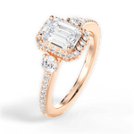 Julia Emerald Cut Lab Grown Diamond 18Kt Rose Gold Engagement Ring - View 4