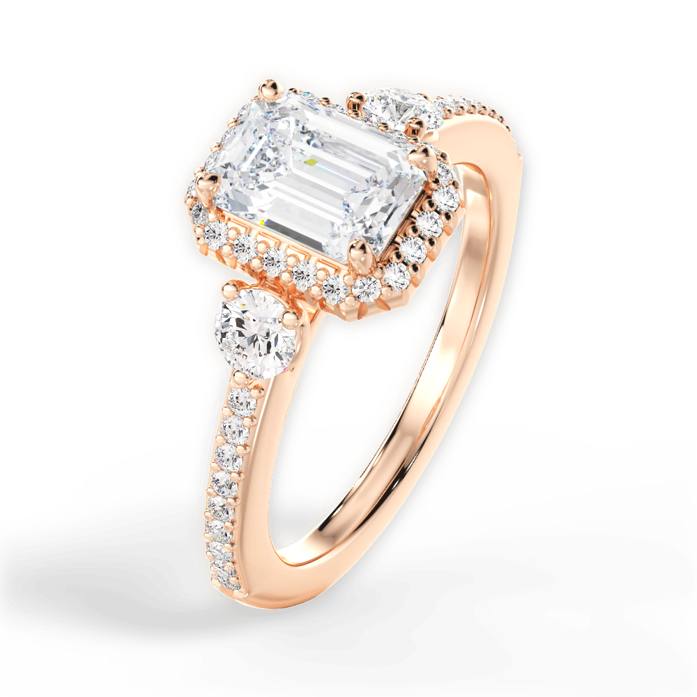 Julia Emerald Cut Lab Grown Diamond 18Kt Rose Gold Engagement Ring - View 4