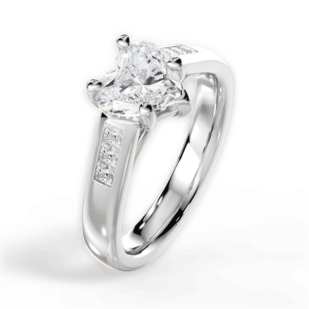 Brittany Heart Cut Lab Grown Diamond 14Kt White Gold Engagement Ring - View 2