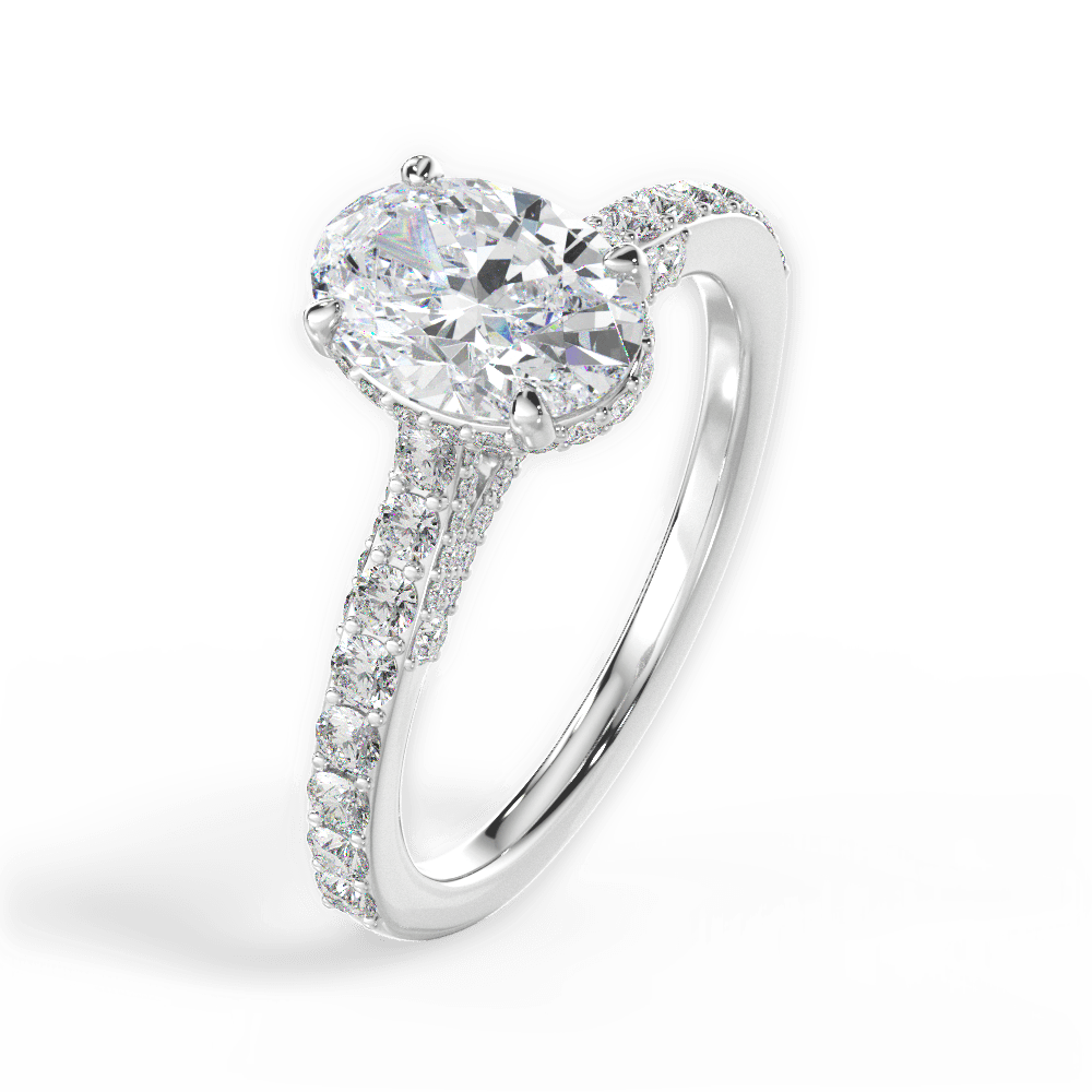 Laura Oval Cut Lab Grown Diamond 18Kt White Gold Engagement Ring - View 3