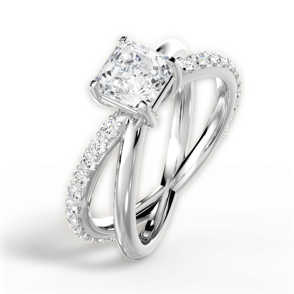 Jennifer Asscher Cut Lab Grown Diamond 14Kt White Gold Engagement Ring - View 3