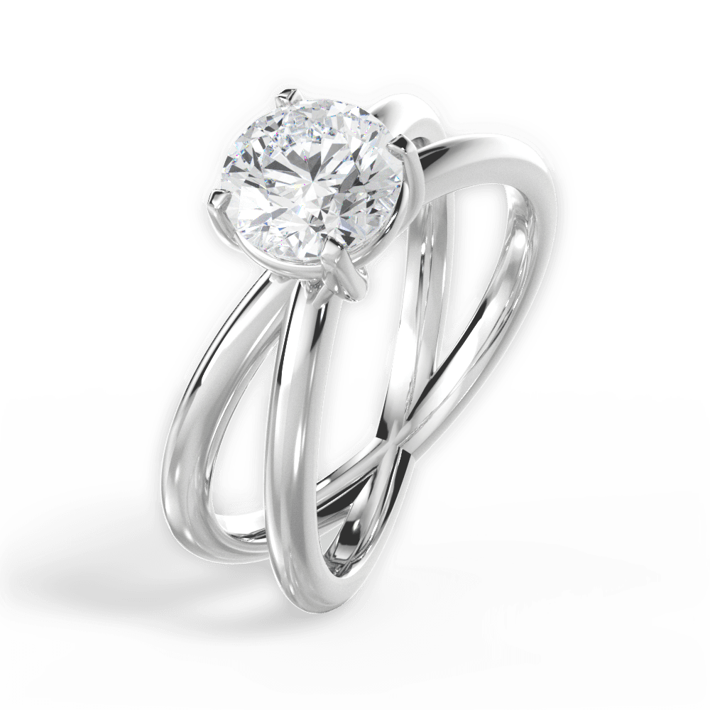 Ada Round Cut Lab Grown Diamond 14Kt White Gold Engagement Ring - View 2