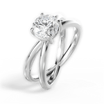 Ada Round Cut Lab Grown Diamond 18Kt White Gold Engagement Ring - View 2