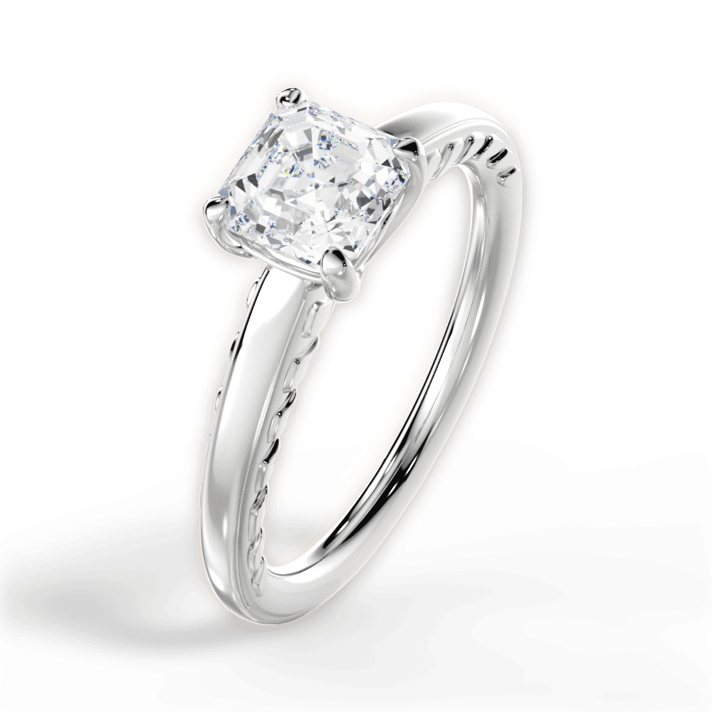 Annette Asscher Cut Lab Grown Diamond Platinum Engagement Ring - View 2