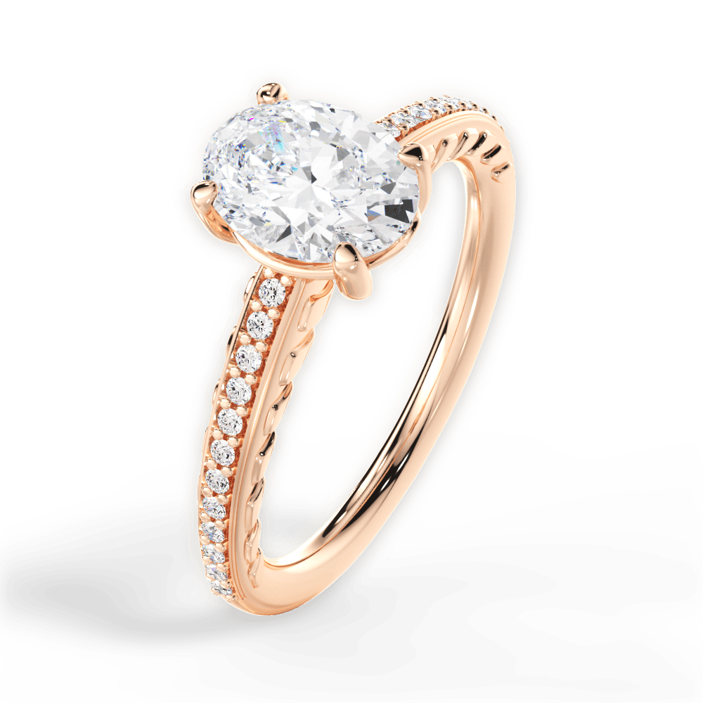 Caroline Oval Cut Lab Grown Diamond 18Kt Rose Gold Engagement Ring - View 2