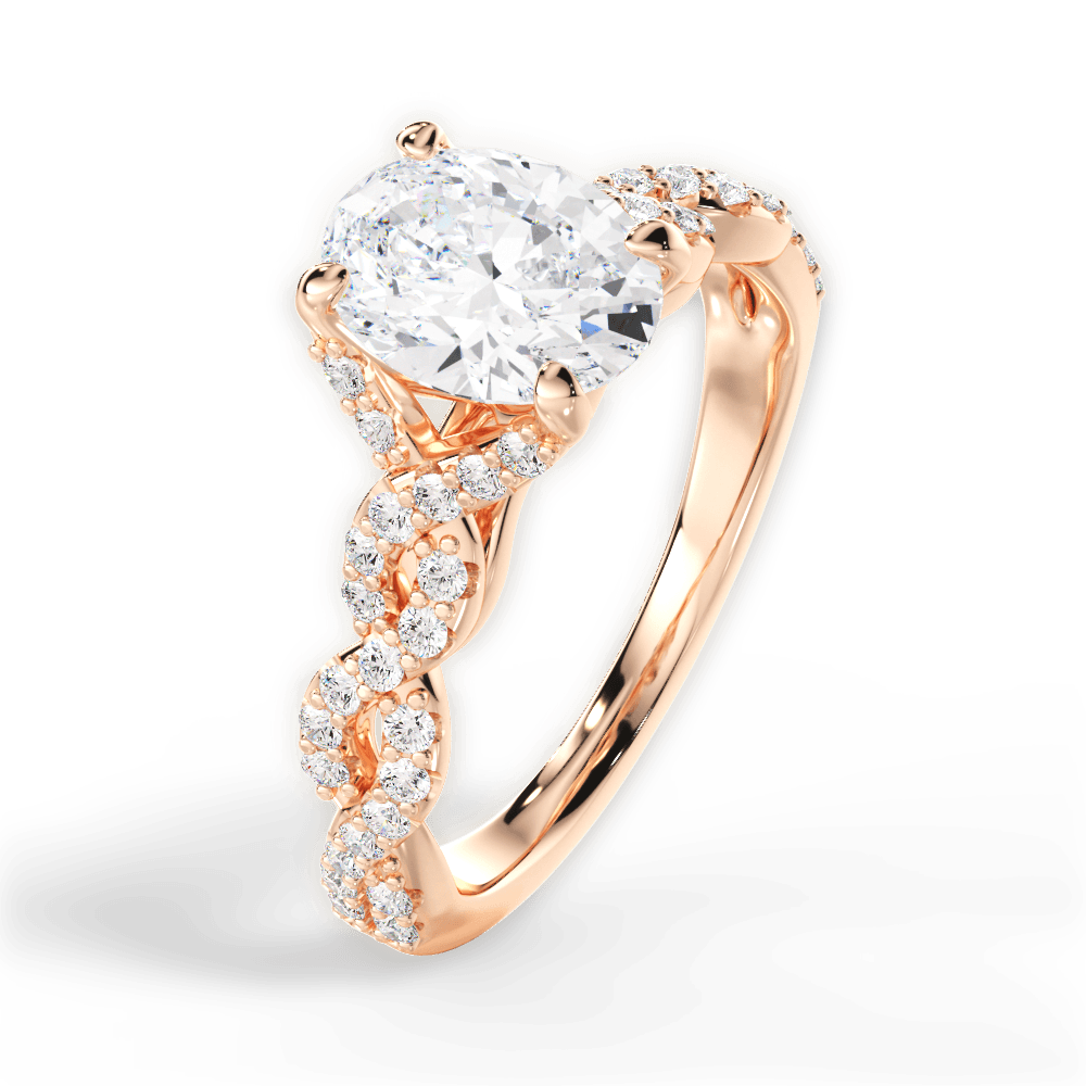 Justine Oval Cut Lab Grown Diamond 18Kt Rose Gold Engagement Ring - View 2