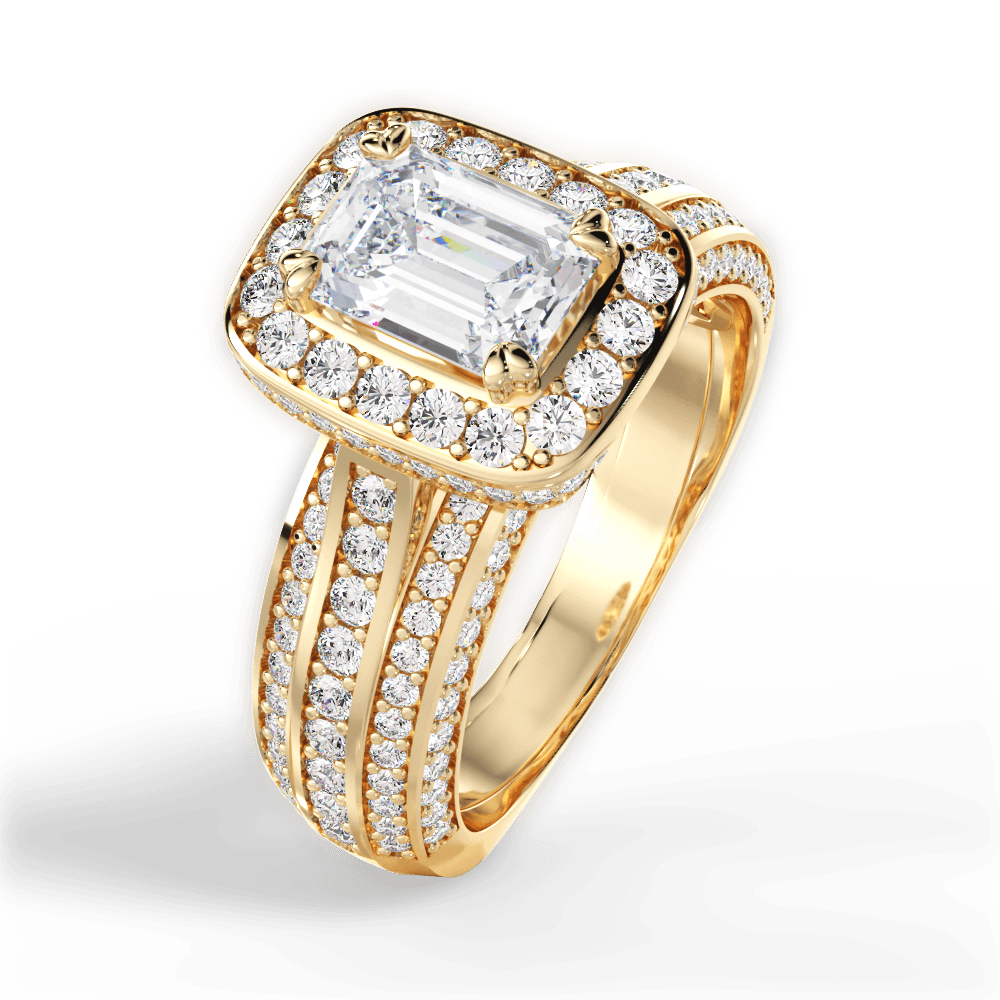 Madison Emerald Cut Lab Grown Diamond 18Kt Yellow Gold Engagement Ring - View 4