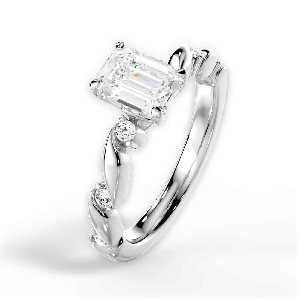 Emma Emerald Cut Lab Grown Diamond 14Kt White Gold Engagement Ring - View 3