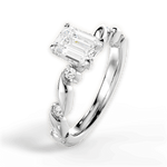 Emma Emerald Cut Lab Grown Diamond 18Kt White Gold Engagement Ring - View 3