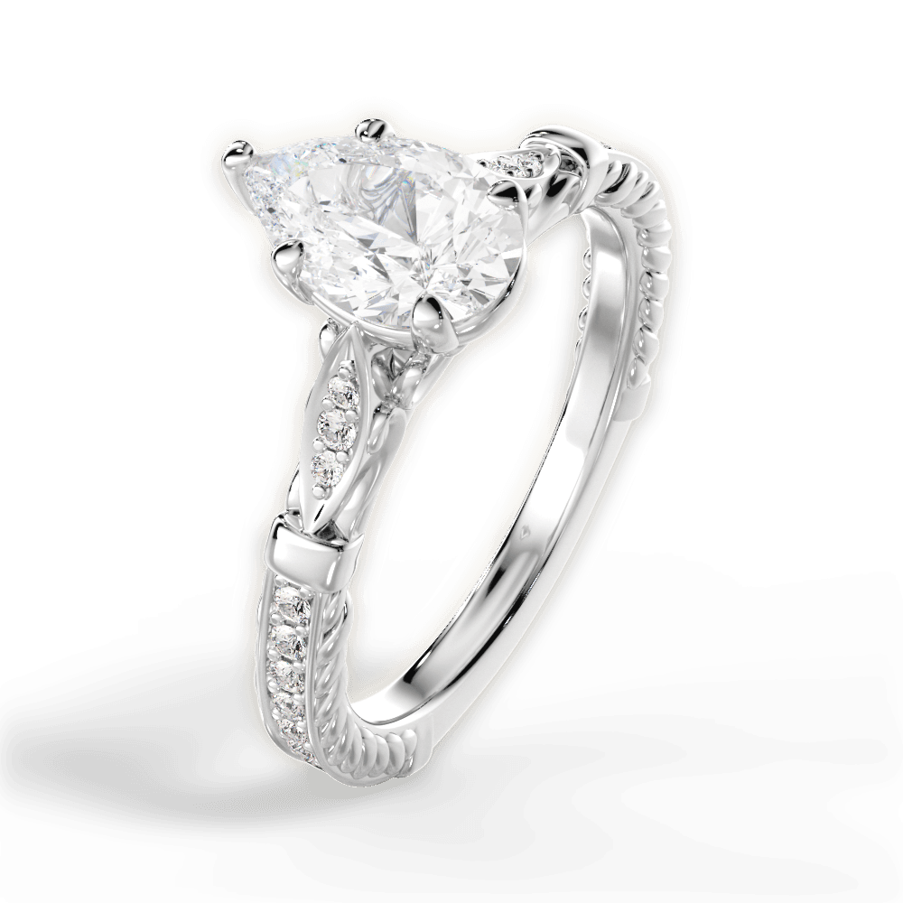 Gabriela Pear Cut Lab Grown Diamond 14Kt White Gold Engagement Ring - View 3