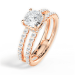 Christie Cushion Cut Lab Grown Diamond 18Kt Rose Gold Engagement Ring - View 3