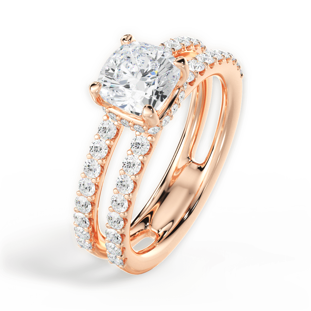 Christie Cushion Cut Lab Grown Diamond 18Kt Rose Gold Engagement Ring - View 3