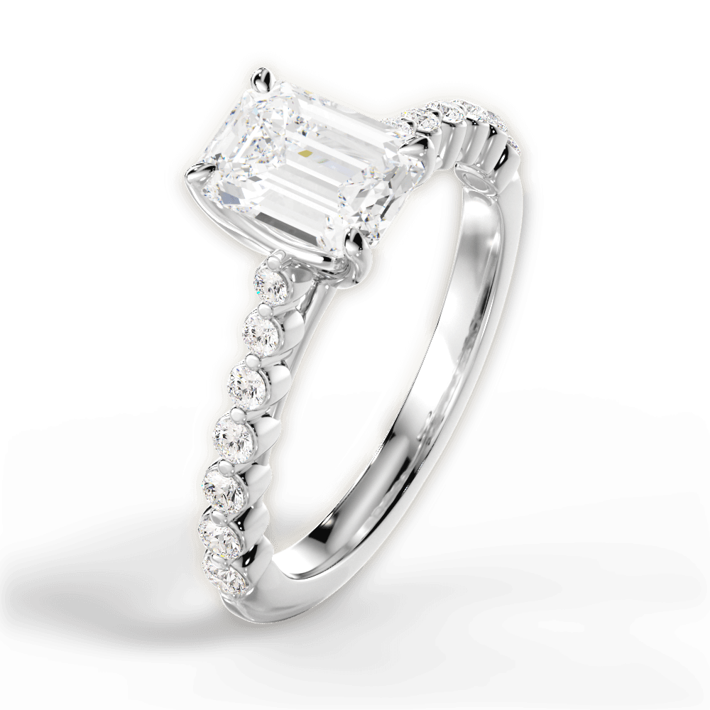 Dana Emerald Cut Lab Grown Diamond Platinum Engagement Ring - View 4